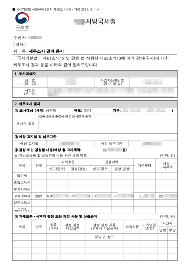 상속세 세무조사 대응 후기, 2억 2천만 원 절세
